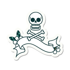 tattoo sticker with banner of cross bones