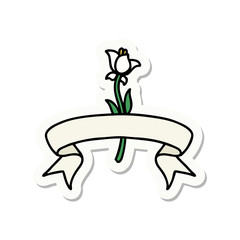 tattoo sticker with banner of a lily