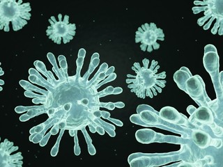 Coronavirus outbreak and coronaviruses influenza background as dangerous flu strain cases as a pandemic medical health risk concept with disease cells as a 3D render