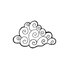 Vector cloud shapes collection. Hand draw illustration isolated on white background.