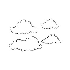 Vector cloud shapes collection. Hand draw illustration isolated on white background.
