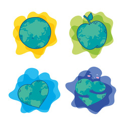health day celebration poster with set icons