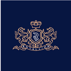 heraldic, luxury, lion logo. modern icon, template design illustration