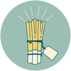 icon of tattoo style bunch of leeks