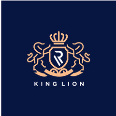 heraldic, luxury, lion logo. modern icon, template design illustration