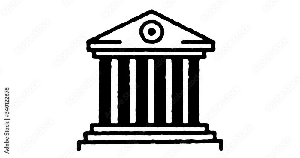 Poster hand drawn doodle icon animation for senate hearing to use as video design element. minimalistic sym