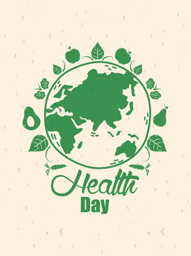 health day celebration poster with earth