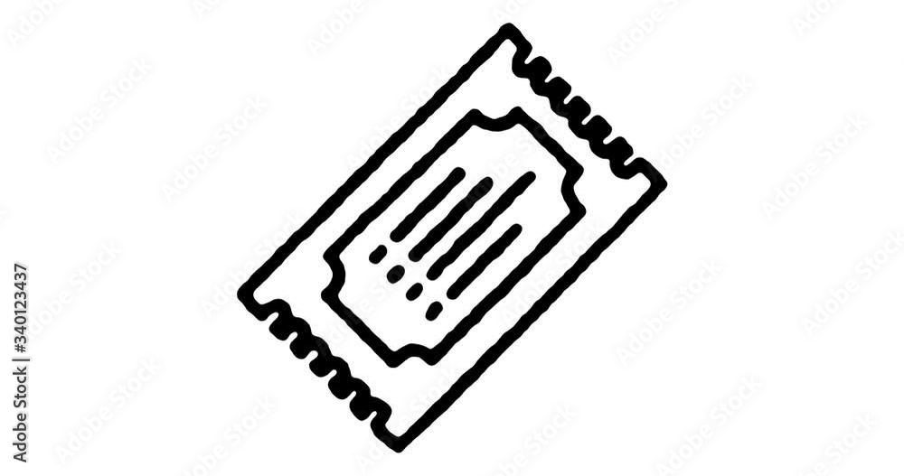 Poster hand drawn doodle icon animation for ticket booking to use as video design element. minimalistic sym