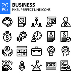 business line icons bundle pixel perfect, bold stroke