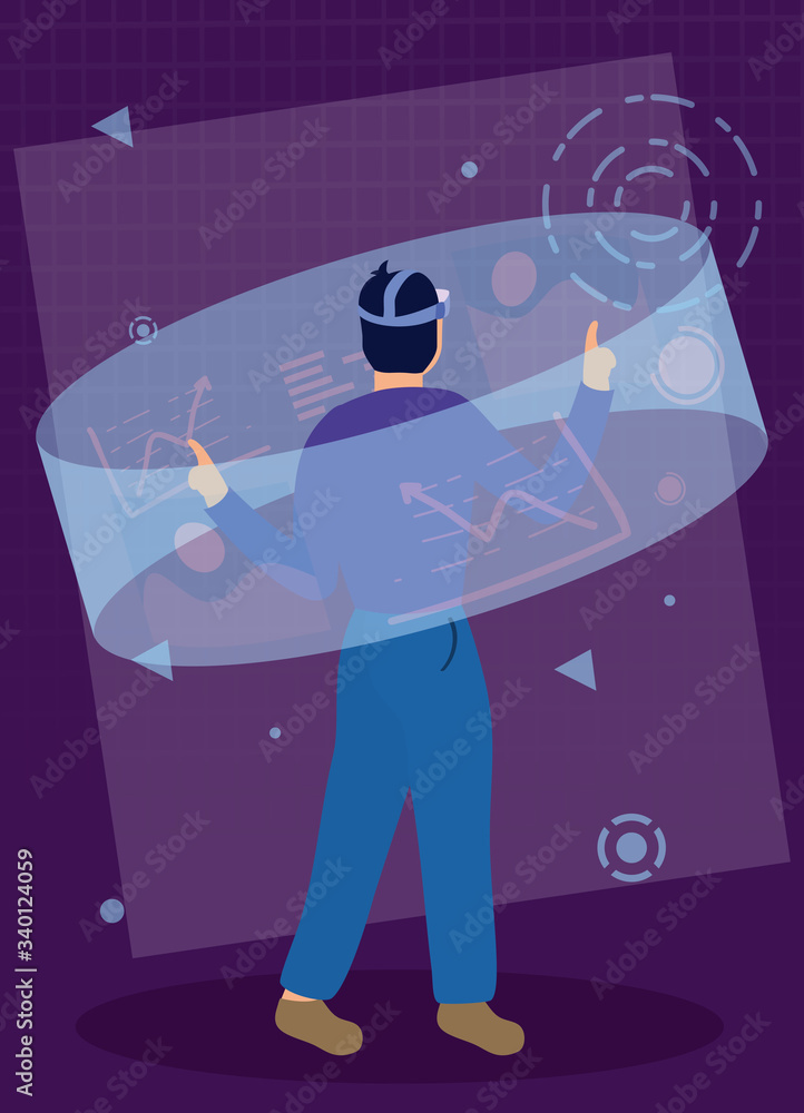 Poster man using augmented reality technology