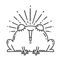 traditional black line work tattoo style happy frog