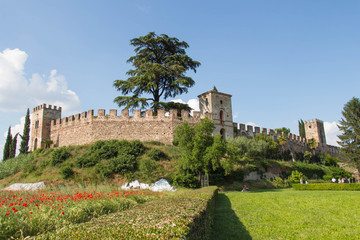 Fototapeta na wymiar Fortified walls of Castellaro Lagusello, Mantua, Italy.