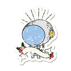 grunge sticker of tattoo style astronaut © lineartestpilot