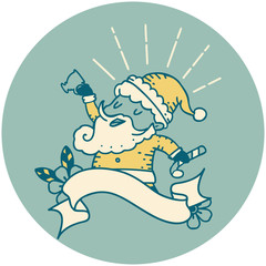 icon of tattoo style santa claus christmas character celebrating