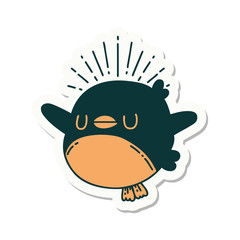 sticker of tattoo style flapping robin