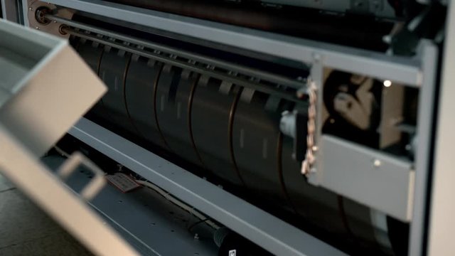 Offset printing machine close up shoot 