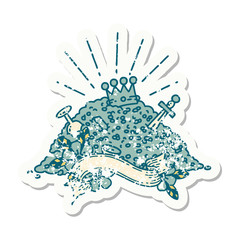 Obraz premium grunge sticker of tattoo style pile of gold