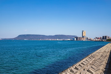 Fototapeta premium Cityscape of Takamatsu city waterfront , Kagawa, Shikoku, Japan 