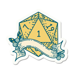 natural one d20 dice roll sticker