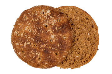 Slice of round rye bread