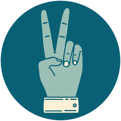 peace symbol two finger hand gesture icon
