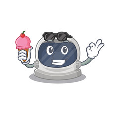 Cartoon design concept of astronaut helmet having an ice cream