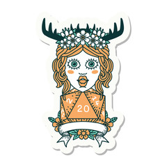 human druid with natural twenty roll sticker