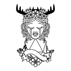 crying orc barbarian character face with natural one D20 roll illustration