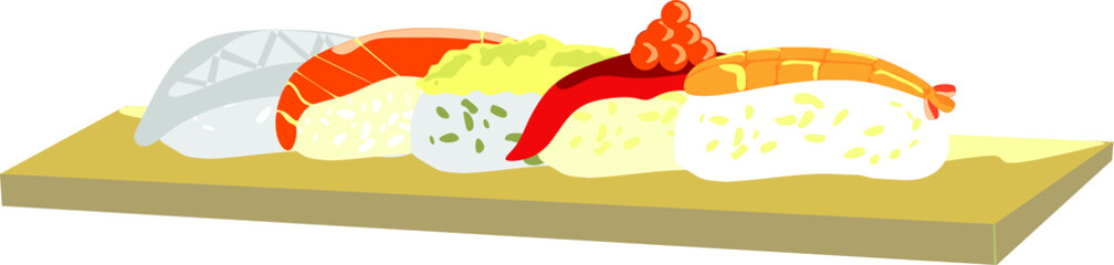 Illustration of sushi, a popular food among people around the world.