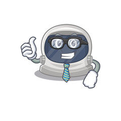 An elegant astronaut helmet Businessman mascot design wearing glasses and tie