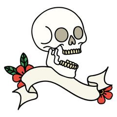 tattoo with banner of a skull