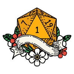 natural one d20 dice roll illustration