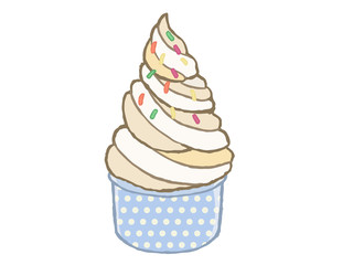 カップに入った甘いアイスクリーム