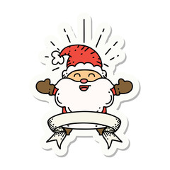 sticker of tattoo style happy santa claus christmas character