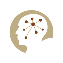 Head and Brain Logo Brainstorm power silhouette design vector template