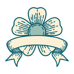 tattoo with banner of a flower