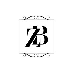 overlapping letters BZ logo initial B & Z combine graphic concept vector icons