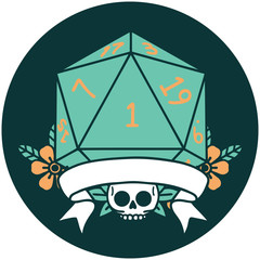 natural one d20 dice roll icon