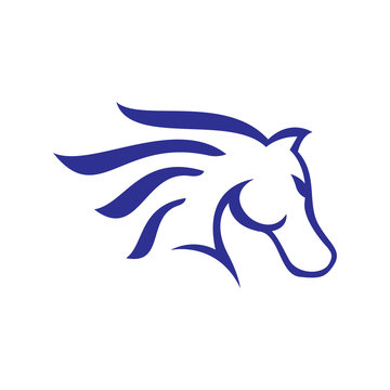 blue horse head Logo design pride and beauty sign symbol Vector illustration