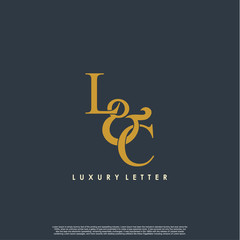 Initial letter L & C LC luxury art vector mark logo, gold color on black background.