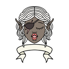 elf rogue character face with banner illustration