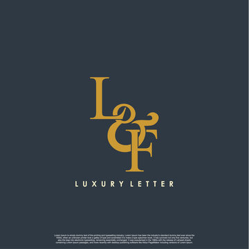 Initial letter L & F LF luxury art vector mark logo, gold color on black background.