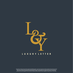 Initial letter L & Y LY luxury art vector mark logo, gold color on black background.