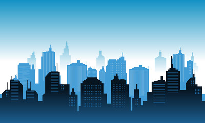 Background in the downtown with blue sky