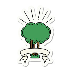 sticker of tattoo style tree