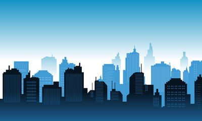 Naklejka premium Background in the downtown with blue sky