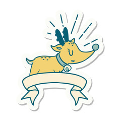 sticker of tattoo style christmas reindeer