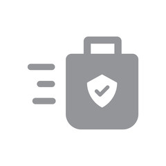 Safe delivery icon, safety measures for shipping concept. Package shipment vector in quarantine times for coronavirus outbreak.