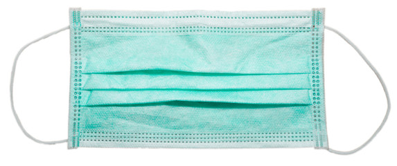 Top view of green surgical mask