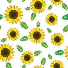 Sunflower flat vector illustration seamless pattern